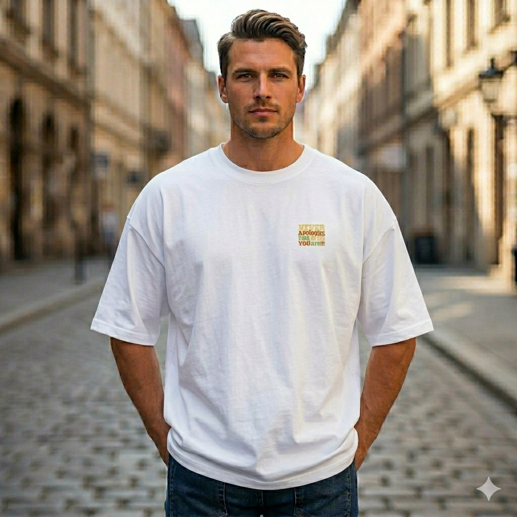 Retro "Never Apologize" Oversized Graphic Tee