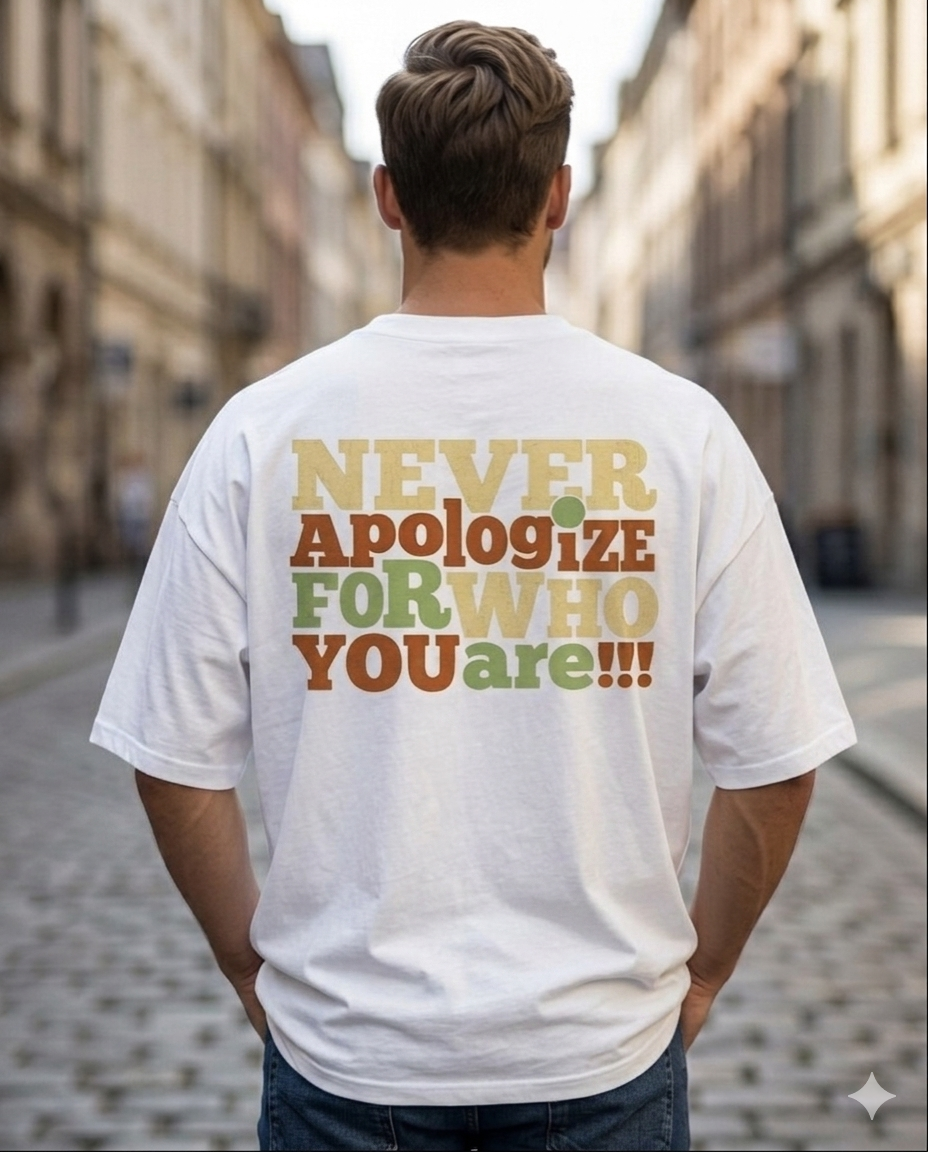 Retro "Never Apologize" Oversized Graphic Tee