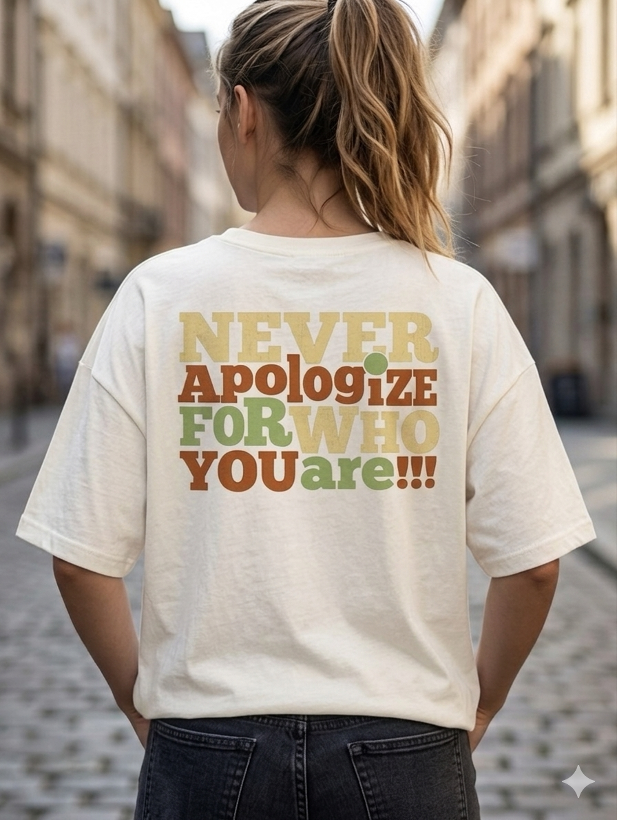 Retro "Never Apologize" Oversized Graphic Tee