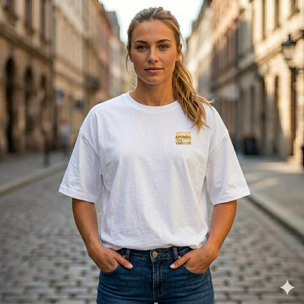 Retro "Never Apologize" Oversized Graphic Tee