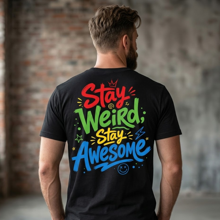 "Stay Weird; Stay Awesome" Graffiti Graphic Tee