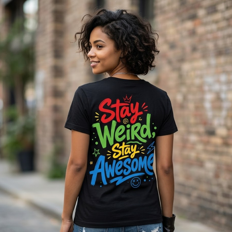 "Stay Weird; Stay Awesome" Graffiti Graphic Tee
