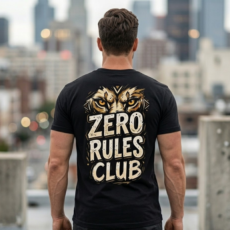 "Zero Rules Club" Graphic T-Shirt - Black