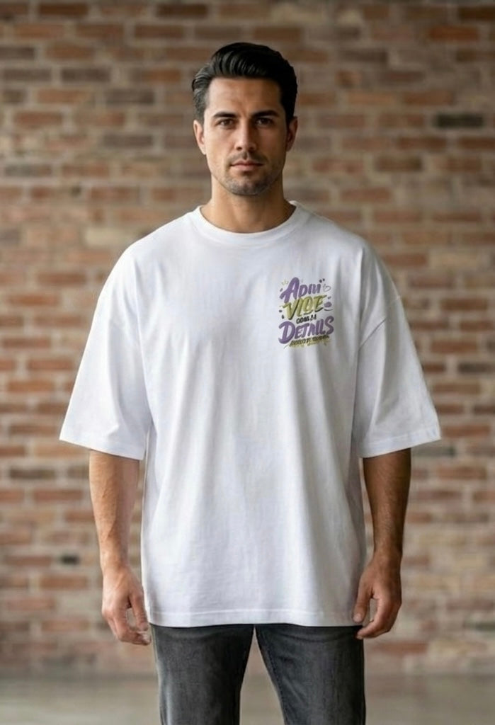 "Apni Vibe Hai" Oversized Graphic T-Shirt - White