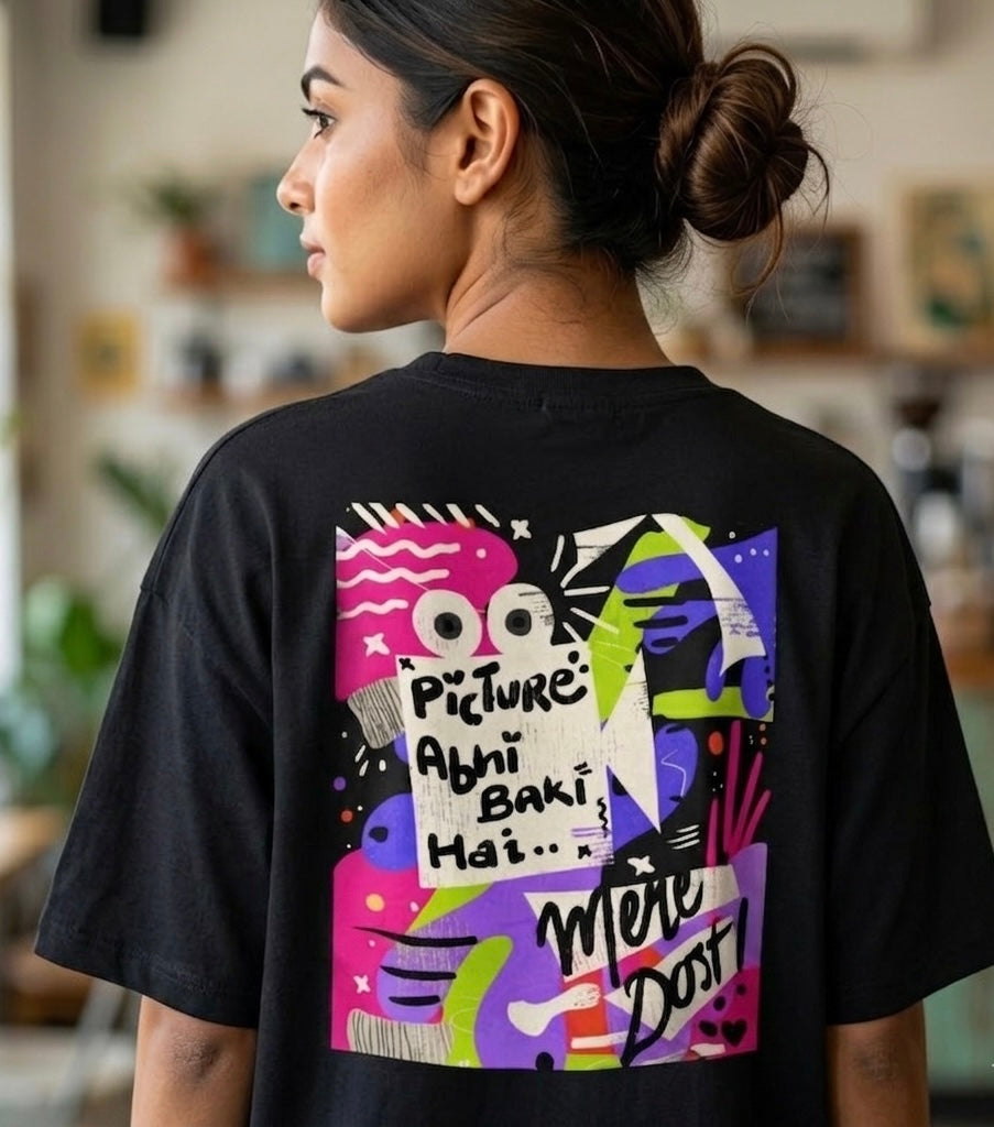 "Picture Abhi Baki Hai" Pop Art Oversized Graphic T-Shirt